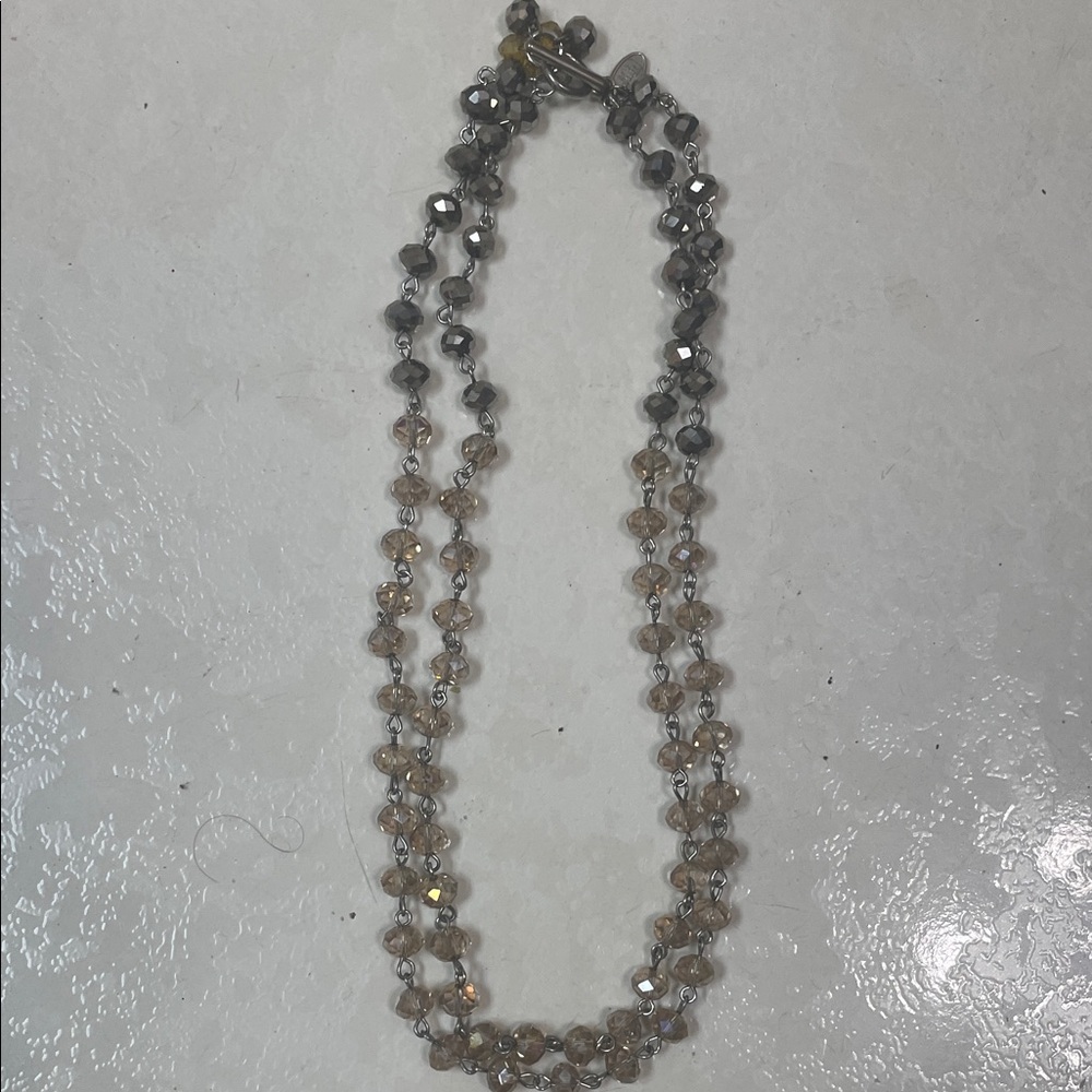 Pier 1 imports Faceted Two-Tone Bead Necklace in Champagne and Gunmetal